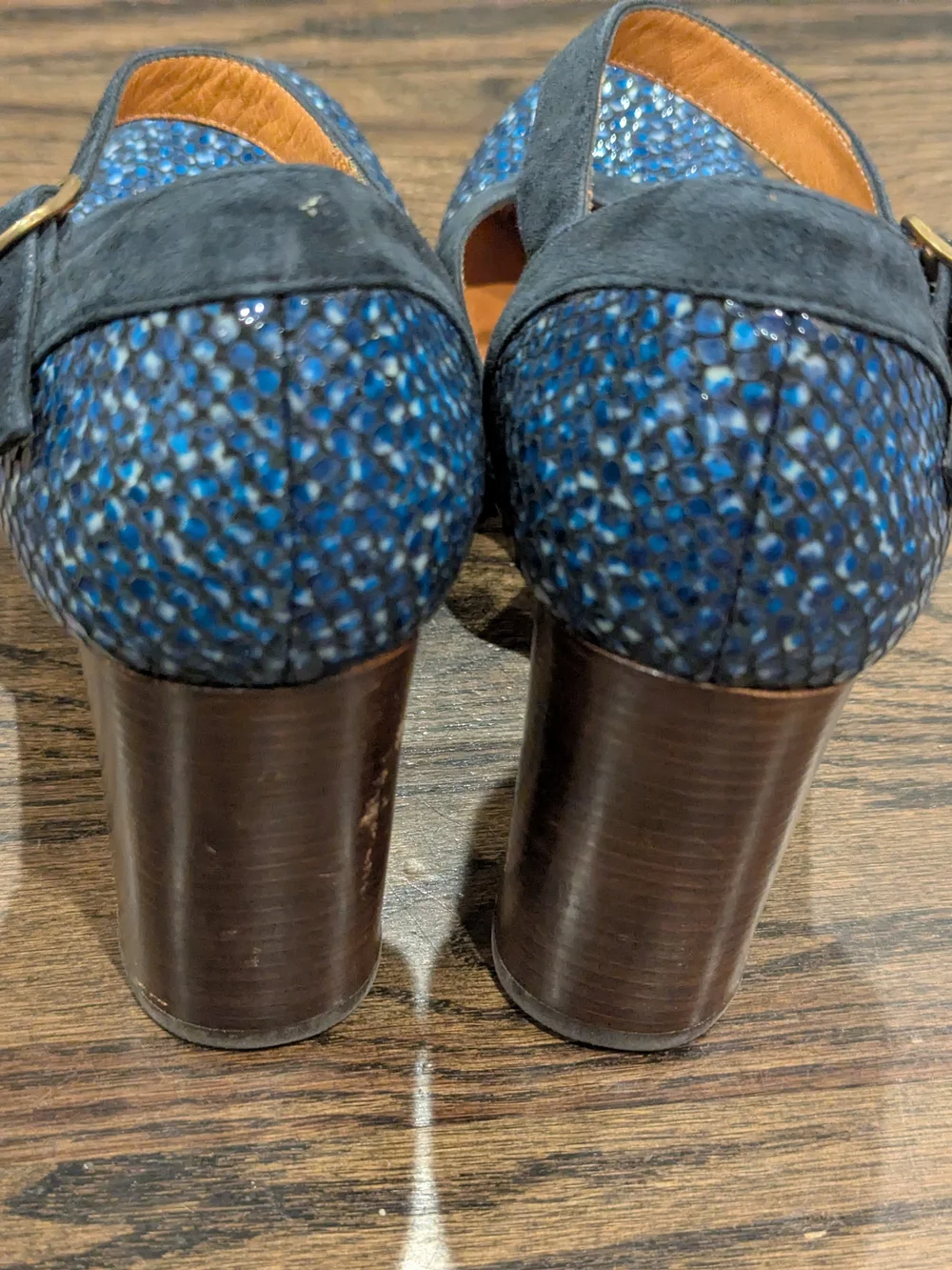Chie Mihara Navy Blue Snake-Print Mary Jane Heels 🔥Fall Staple For Your Close!